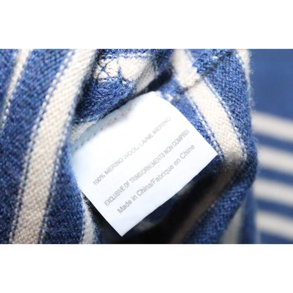 Tory Burch Odessa Merino Wool V-Neck Striped Wool Sweater Blue Small? H12151 - Picture 14 of 16